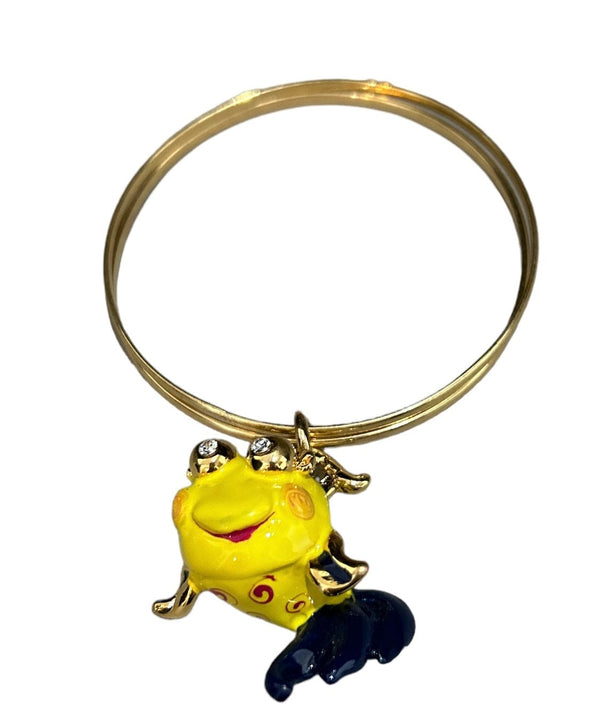 Fish Bangle Whimsical charm - metal Brass hand lacquer - Selleria Veneta