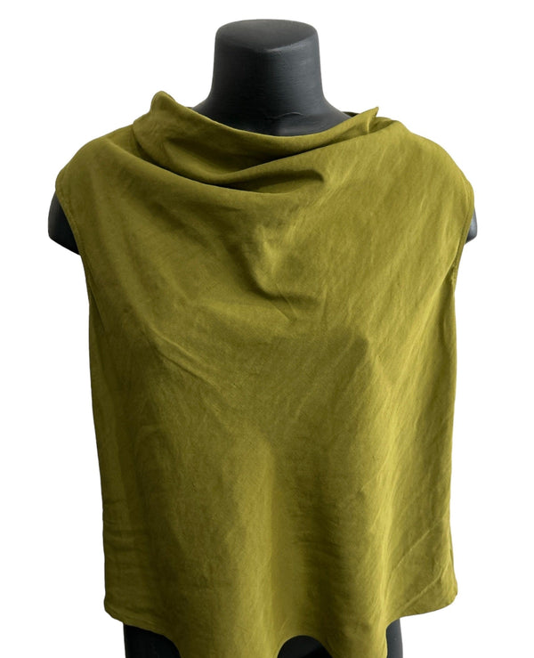 Sleeveless Top Avocado Green Cowl Neckline - Selleria Veneta