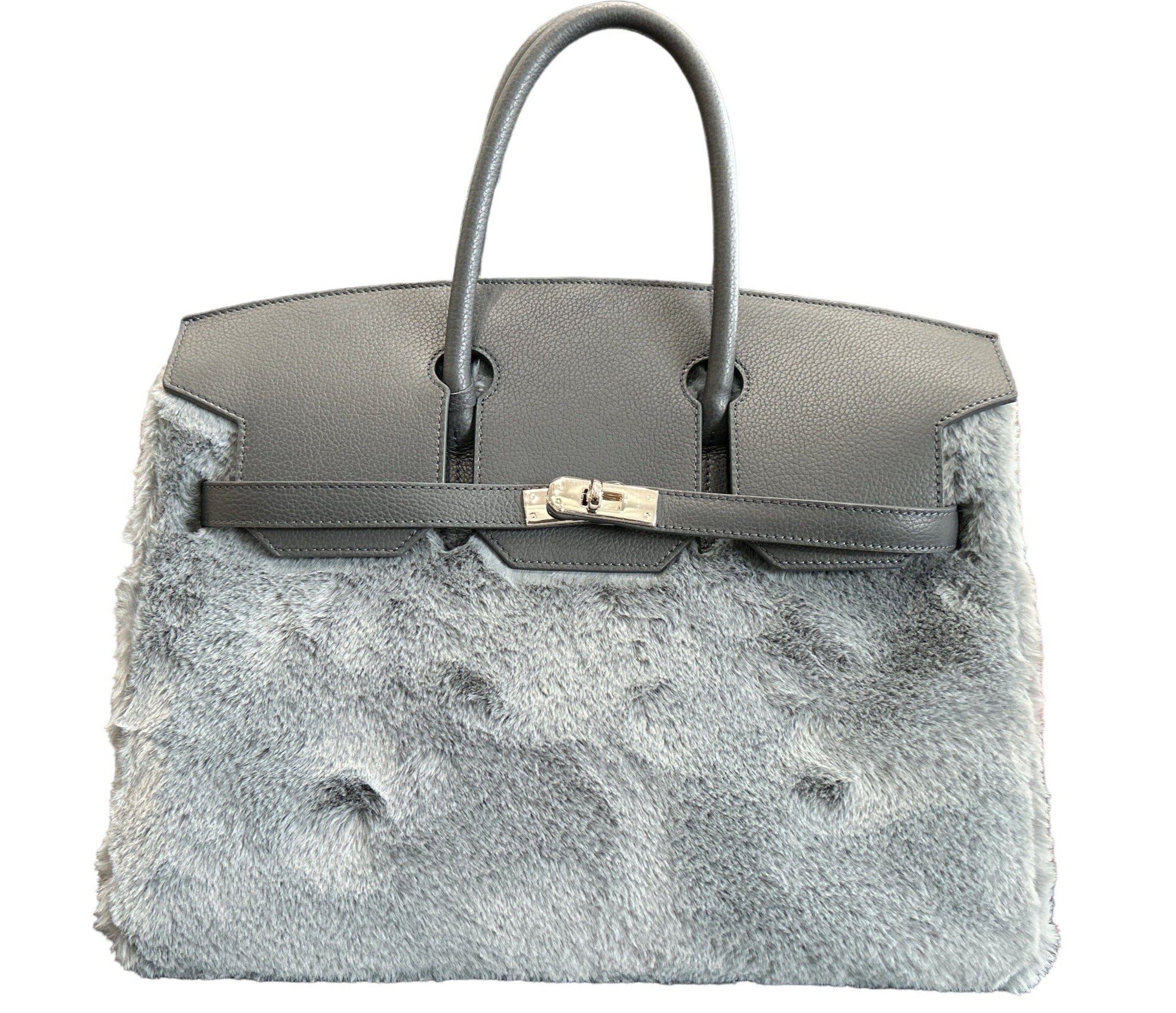 Grey Jake Large Satchel Roger Fur & leather 2 handles - Selleria Veneta