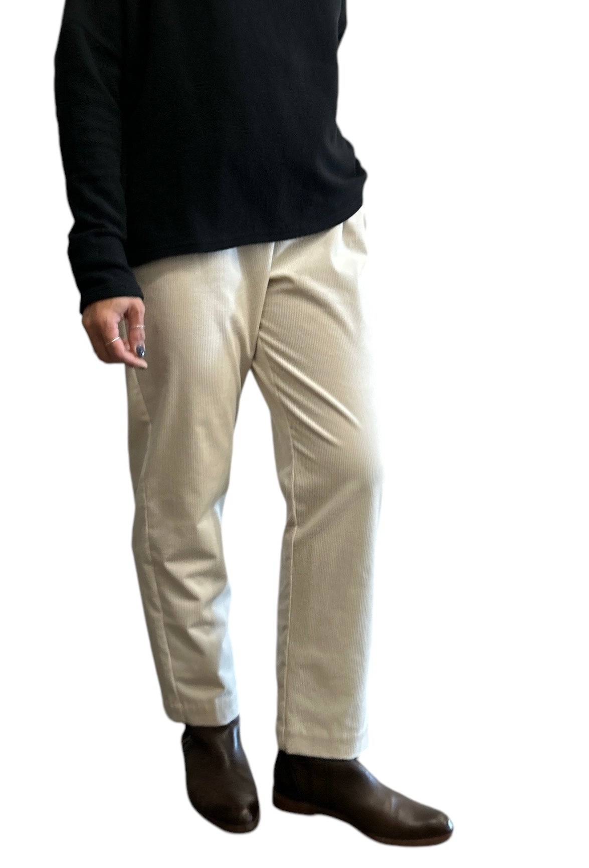 Corduroy straight legs Pants off White