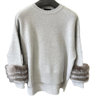 Pearl Alba Sweater Fox Fur Pearl Merino & Cashmere - Selleria Veneta 