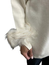 Sweater Long Neck Fur Finish Cream