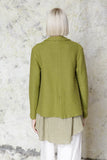 Flare green jacket rib cotton long sleeves light weight back cut