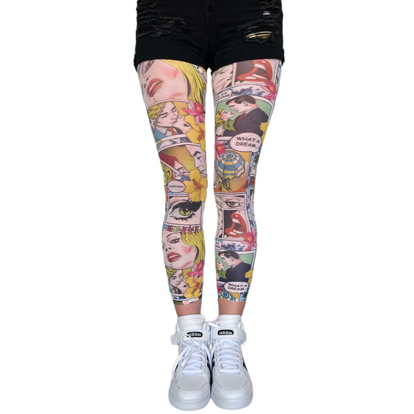  New Comics Multicolored Patterned printed footless tights Malka Chic 3