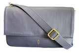 Navy Giselle Compact Crossbody flap closure leather magnetic closure