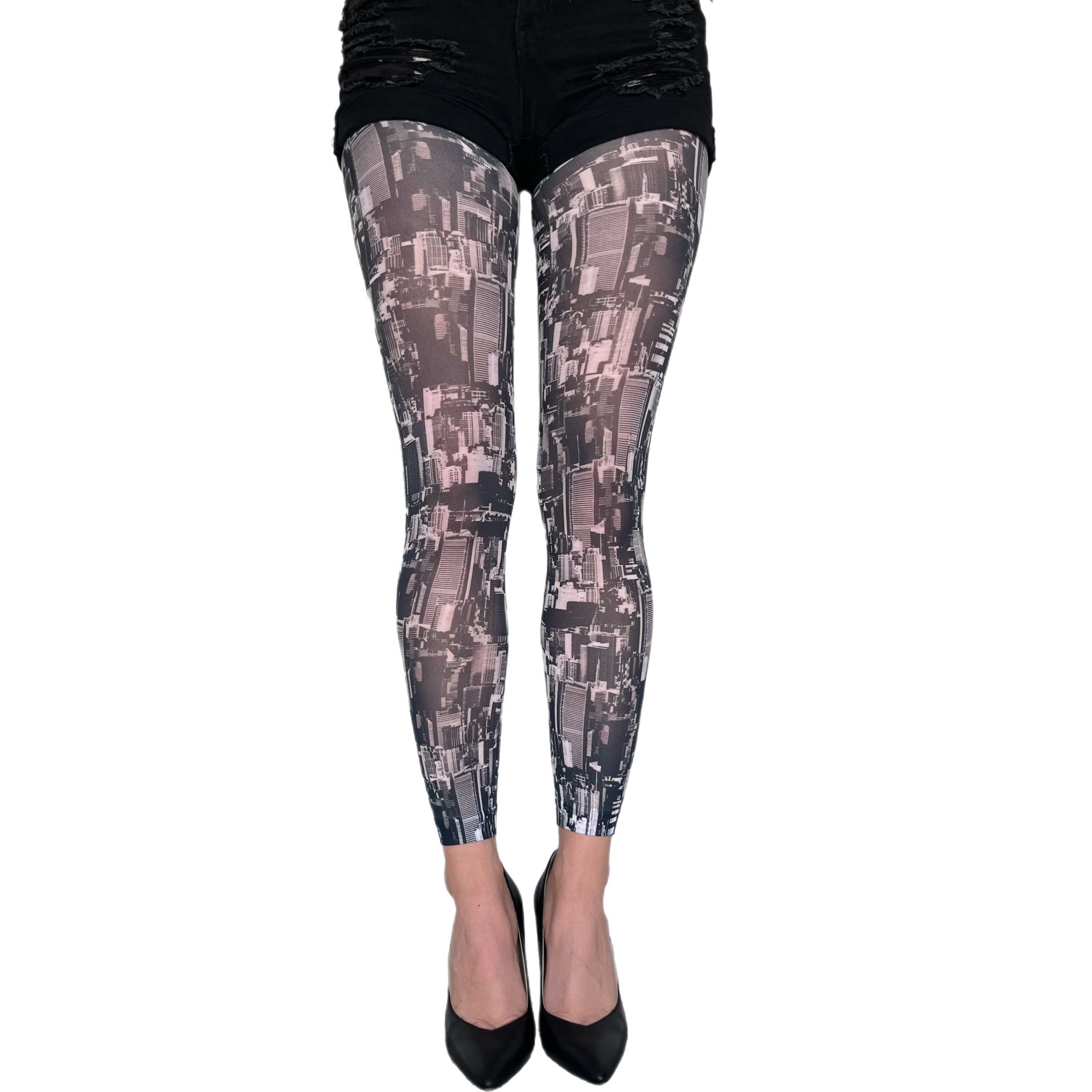 Our New York skyline printed patterned  Footless Tights Malka Chic