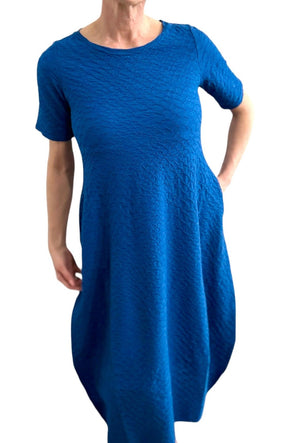 Ocean Blue Maxi cotton dress short sleeves side pockets