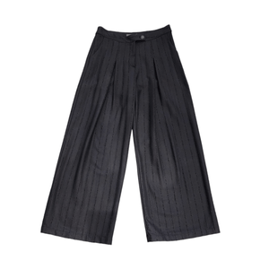 Bell Trousers Black - Pinstripe material black on black