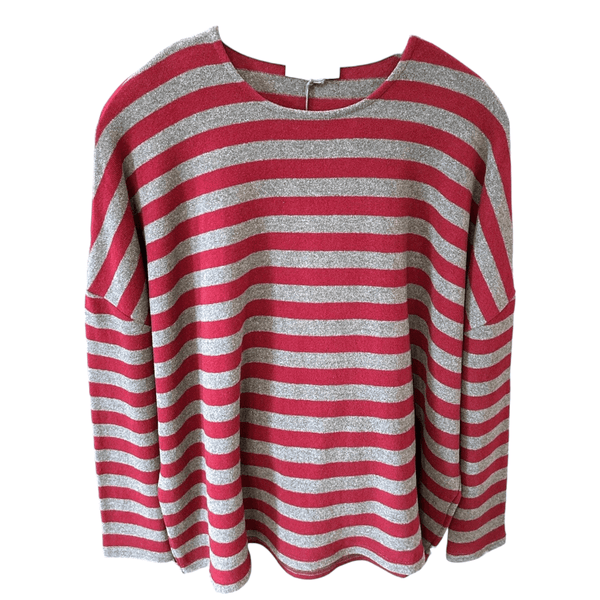 Pinstripe Sweater Grey/Red Comfortable Cut
