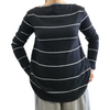 Boat Neck Sweater Wide Stripes Black