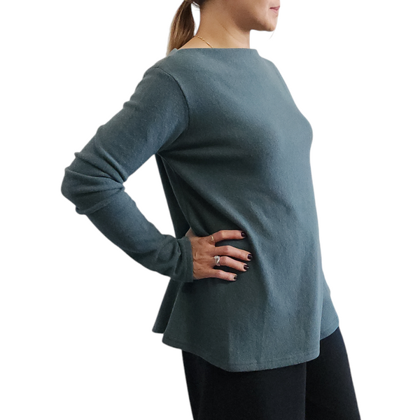 Boat Neck Sweater Wide Agave Green