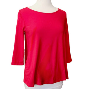 Red flare cut shirt 3/4 sleeves soft cotton material round neck