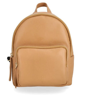 Tan Alex Leather Backpack metal gold hardware soft Pavel leather