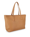 Tan Edy Shopper Tote Pavel Leather 2 long shoulder straps zip top closure