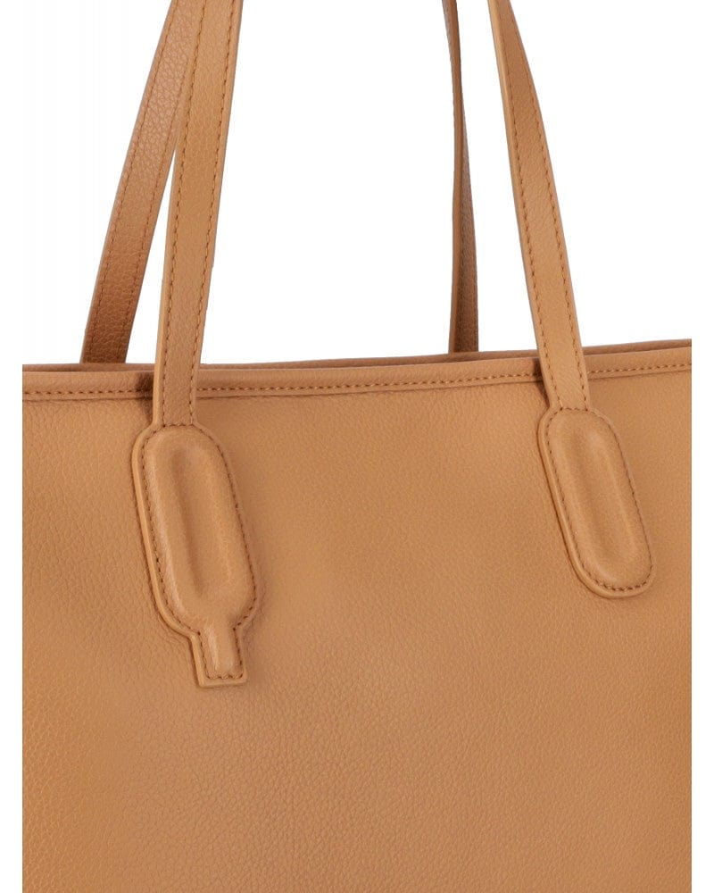 Tan Edy Tote zip top closure long straps