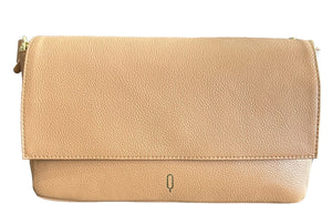 Tan Giselle Compact Crossbody flap closure leather magnetic closure