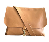 Tan Nicole Soft & Slim Shoulder/Crossbody Bag Pavel leather flap closure 