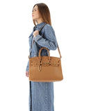 Agata Large Satchel Bag gold color metal hardware detachable strap. A functional bag for work or travelling.  
