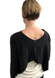 V-Back Crop Top Long Sleeves Black Flare back - Selleria Veneta