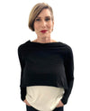 Scoop Neck, Crop Top Long Sleeves Black Flare back - Selleria Veneta