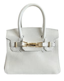 White Diana Small Satchel Bag Pavel leather detachable strap gold metal
