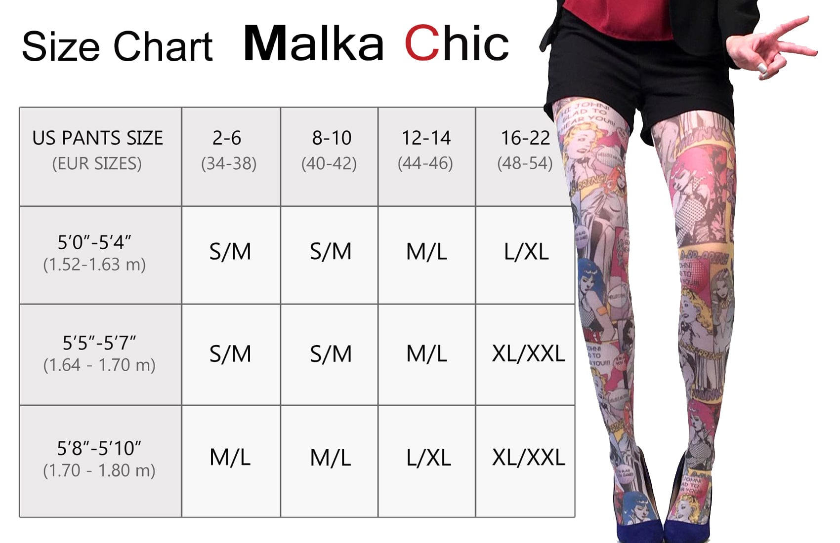 Size Chart Tights Malka Chic