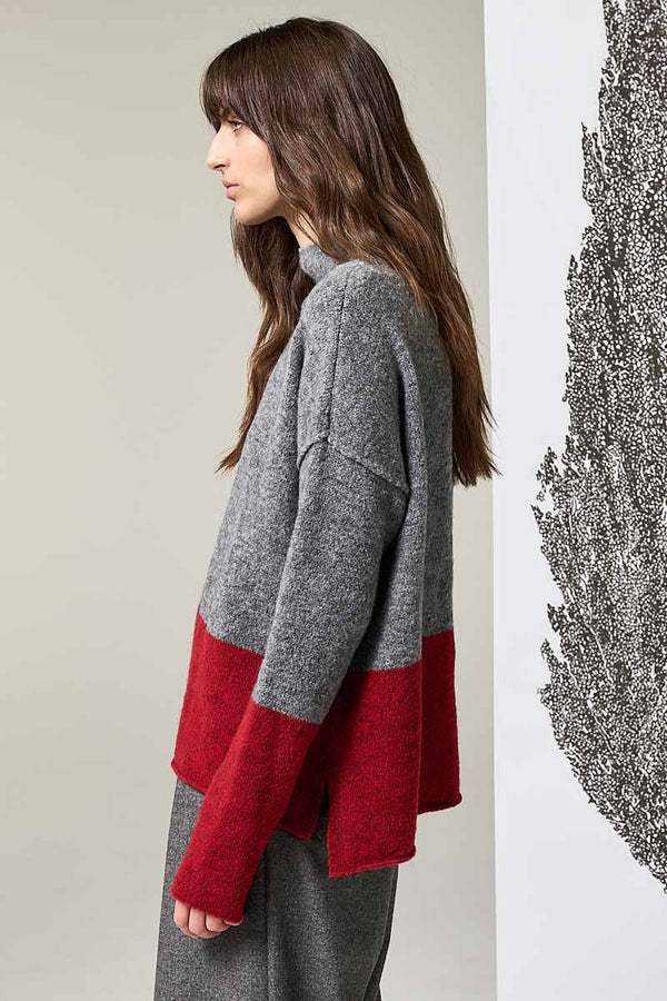 Chimney Neck Sweater Indigo/Black - Selleria Veneta