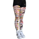 Multicolored Comics Patterned Tights Available in Plus Sizes
