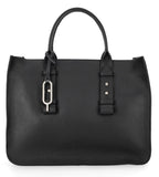 Black Eva Shopper Bag double handles, detachable strap - Selleria Veneta