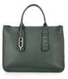 Green Eva Shopper Bag double handles, detachable strap - Selleria Veneta