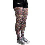 Black Small Floral Printed Tights For Women