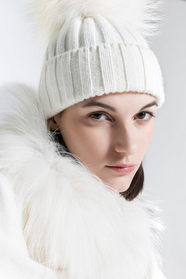 Lea Hat white with Fox Merino & Cashmere - Selleria Veneta