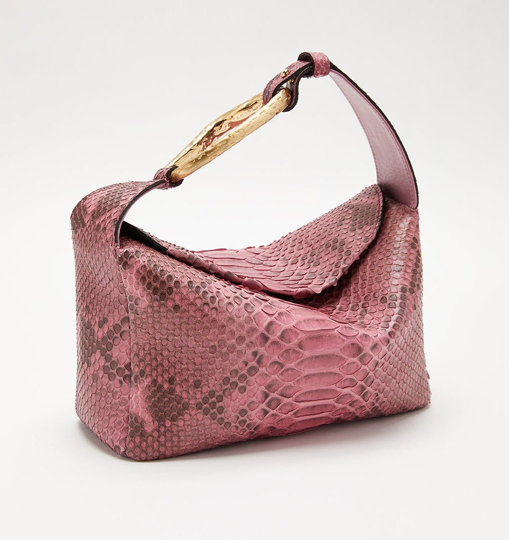 Pink liaison bag brass hardware genuine Python