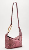 Pink liaison bag brass hardware genuine Python extension for shoulder or crossbody wear 