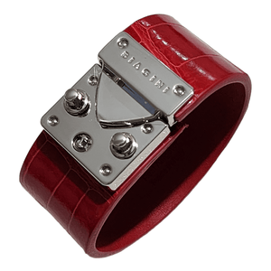 Red cuff bracelet steel buckle 