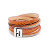 B963 Mix wrap bracelet Python & Swarovski Orange