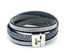 B963 Mix wrap bracelet Python & Swarovski black