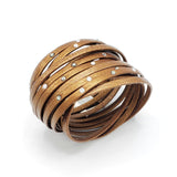 B983 Wrap bracelet leather and Swarovski bronze