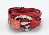 B938 Wrap bracelet Phyton & leather red