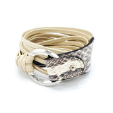 B938 Wrap bracelet Phyton & leather Cream