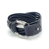 B938 Wrap bracelet Phyton & leather black