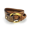 B938 Wrap bracelet Phyton & leather bronze