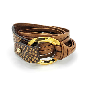 B938 Wrap bracelet Phyton & leather bronze - Selleria Veneta