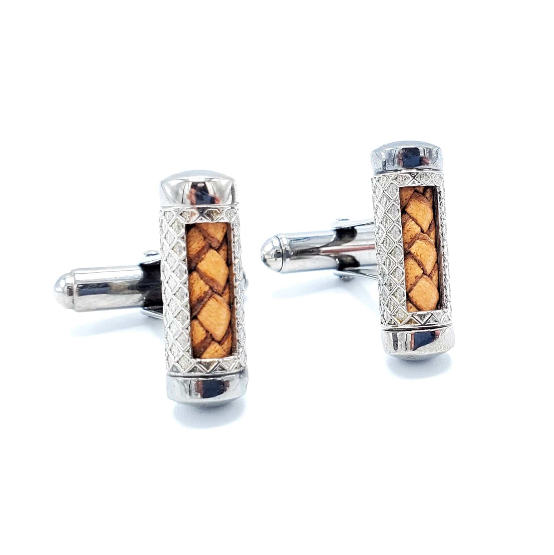 RM-G08 Cufflinks - Gun Metal, Sterling Silver and leather - Selleria Veneta