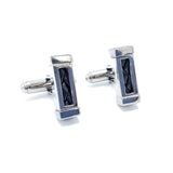 RM-G07 Cufflinks - Gun Metal, Sterling Silver and leather