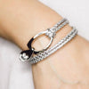 B103 Rope Style Leather Bracelet Silver - Selleria Veneta