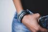 B118 Swarovski and woven leather mix bracelet - Selleria Veneta