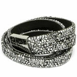 B162 Leather and Swarovski bracelet - Crystal