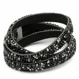 B162 Leather and Swarovski bracelet - Black