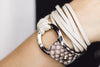 B938 Wrap bracelet Phyton & leather cream - Selleria Veneta